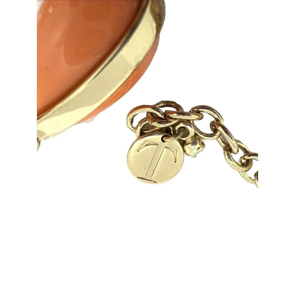NWT TALBOTS Statement Necklace Peach Orange Tan Gold Tone Links 36-38